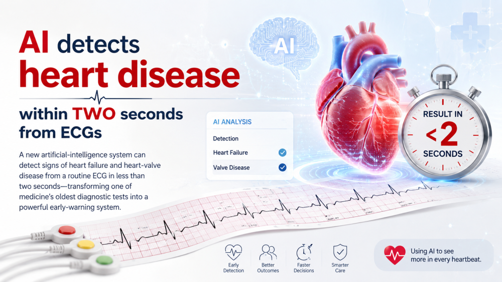 AI detects heart disease within TWO seconds from ECGs