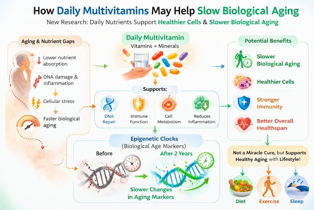 Scientists Discover How Daily Multivitamins May Help Slow Biological Aging